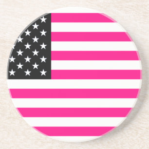 Dessous De Verre En Grès drapeau américain rose