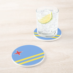 Dessous De Verre En Grès Drapeau d'Aruba