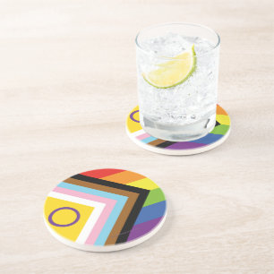 Dessous De Verre En Grès Drapeau de fierté intersexe de SlipperyJoe's fond 