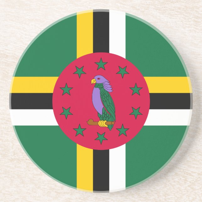 Dessous De Verre En Grès Drapeau de la Dominique (Devant)