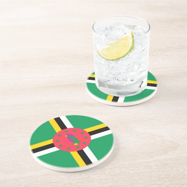 Dessous De Verre En Grès Drapeau de la Dominique (Côté)