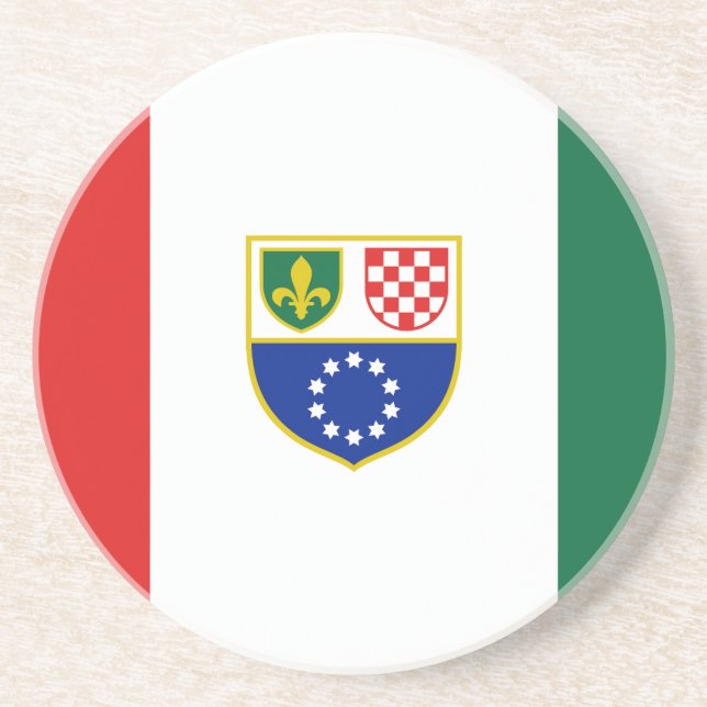 Dessous De Verre En Grès Drapeau de la Fédération de Bosnie (Devant)