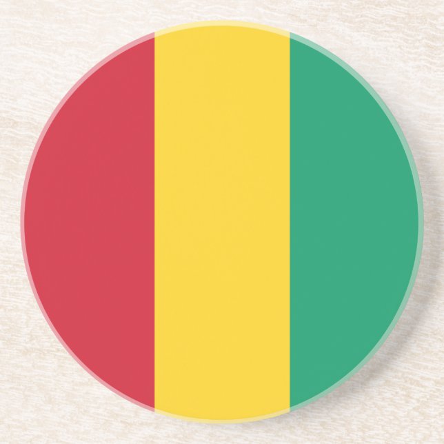 Dessous De Verre En Grès Drapeau de la Guinée (Devant)