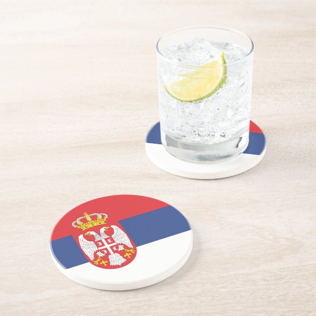 Dessous De Verre En Grès drapeau de la Serbie (Côté)