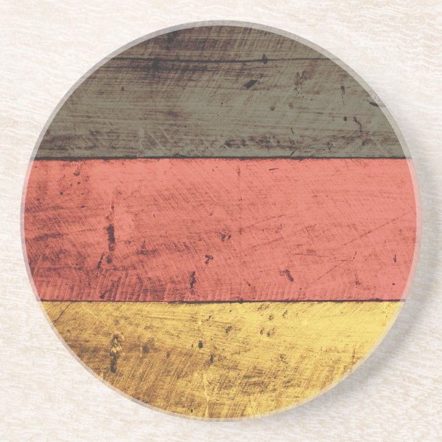 Dessous De Verre En Grès Drapeau de l'Allemagne en bois (Devant)