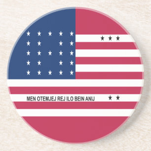 Dessous De Verre En Grès Drapeau de l'atoll de Bikini Patriotique