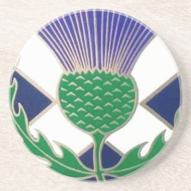 Dessous De Verre En Grès Drapeau de l'Ecosse et de chardon (Devant)