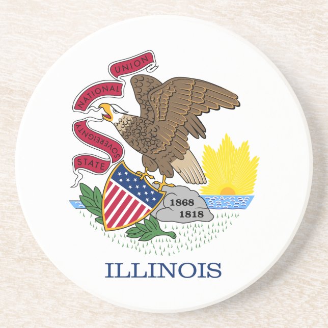 Dessous De Verre En Grès Drapeau de l'Illinois (Devant)