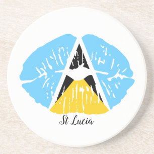 Dessous De Verre En Grès Drapeau de Sainte-Lucie