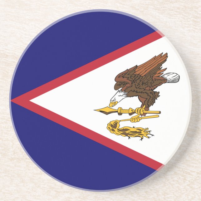 Dessous De Verre En Grès Drapeau des Samoa américaines patriotiques (Devant)