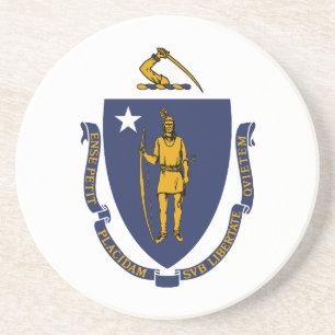 Dessous De Verre En Grès Drapeau d'État du Massachusetts