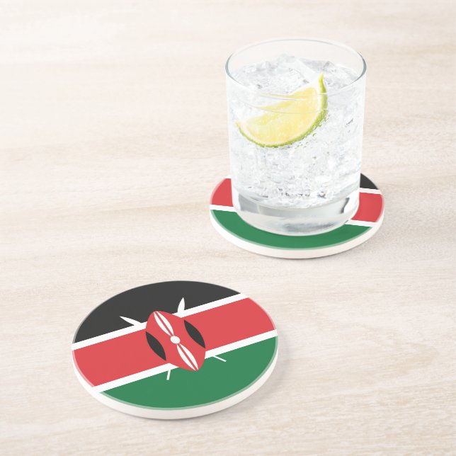 Dessous De Verre En Grès Drapeau du Kenya (Côté)