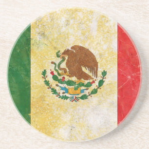 Dessous De Verre En Grès Drapeau du Mexique à Grunge