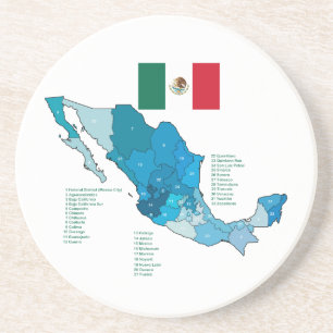 Dessous De Verre En Grès Drapeau et carte du Mexique