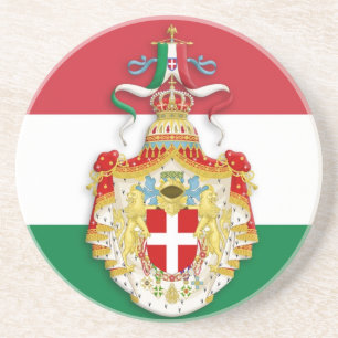Dessous De Verre En Grès Drapeau italien avec insigne du Royaume d'Italie