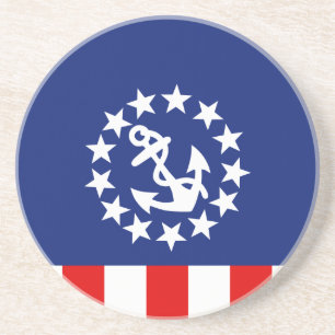 Dessous De Verre En Grès Drapeau nautical américain du yacht