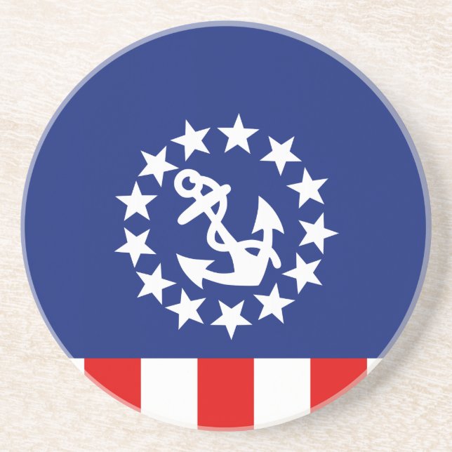 Dessous De Verre En Grès Drapeau nautical américain du yacht (Devant)
