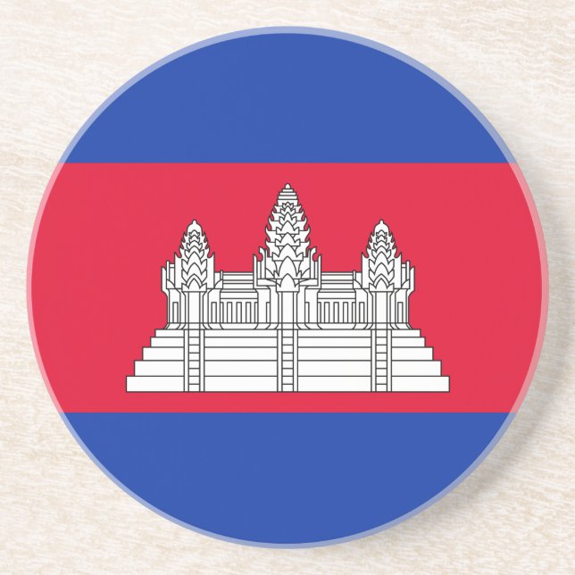 Dessous De Verre En Grès Drapeau patriotique cambodgien (Devant)