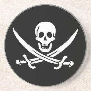 Dessous De Verre En Grès Drapeau pirate crâne épées croisées