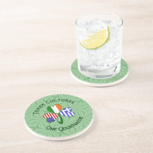 Dessous De Verre En Grès Drapeau trèfle grec