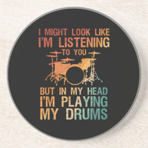 Dessous De Verre En Grès Drôle Drummer Art Pour Hommes Femmes Drum Player P