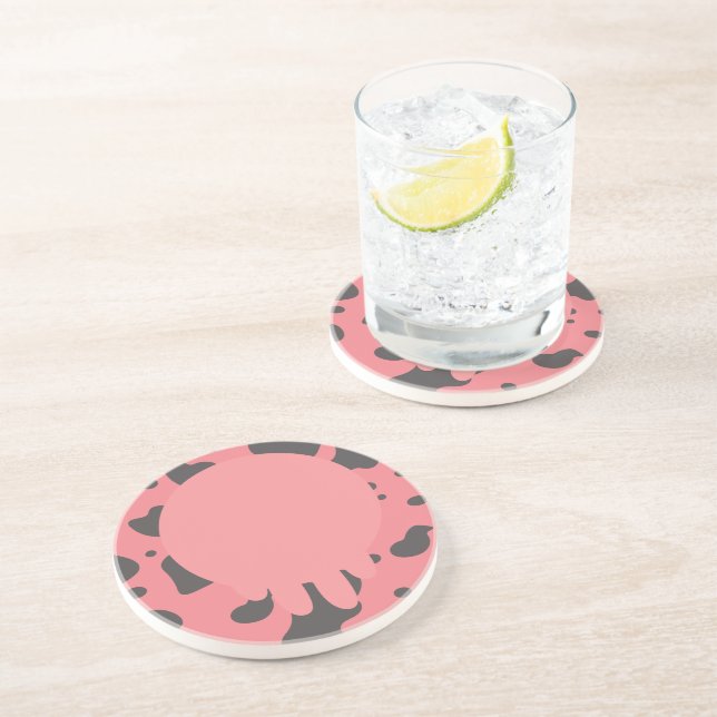 Dessous De Verre En Grès Drôle Vache Udder Motif rose (Côté)