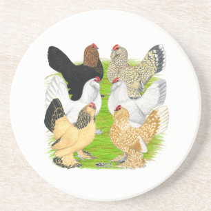 Dessous De Verre En Grès D'Uccles six poules