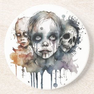 Dessous De Verre En Grès Echos of the Unseen : Watercolor Mourning Trio