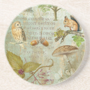 Dessous De Verre En Grès Écureuil, Chouette, Autumnal S