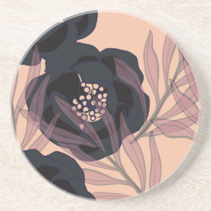 Dessous De Verre En Grès Élégance abstraite florale, arrière-plan artistiqu