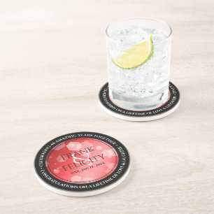 Dessous De Verre En Grès Élégant 40ème 80ème anniversaire de Ruby Mariage