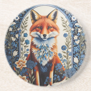 Dessous De Verre En Grès Elégant bleu Floral William Morris Inspiré Fox