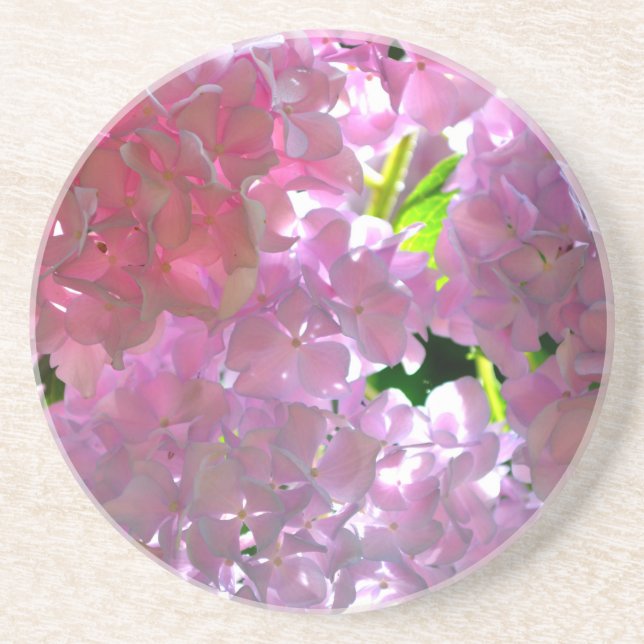 Dessous De Verre En Grès Élégant boho rose florales fleurs hydrangées (Devant)
