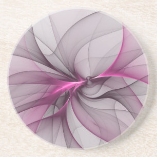 Dessous De Verre En Grès Élégant Chaos Moderne Art Fractal Abstrait Rose