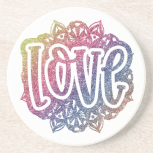 Dessous De Verre En Grès Élégant Citation d'amour Parties scintillant Étinc