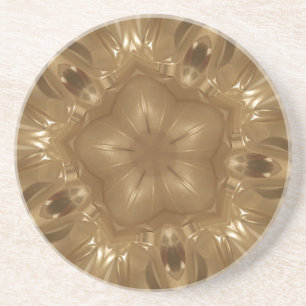 Dessous De Verre En Grès Elégant Gold Brown Kaleidoscope Star Design