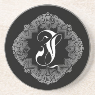 Dessous De Verre En Grès Élégant Goth Initial J