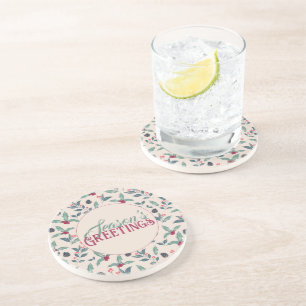 Dessous De Verre En Grès Elégant hiver floral aquarelle Noël