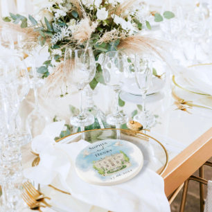 Dessous De Verre En Grès Élégant lieu   fleurs colombes Mariage Luxe