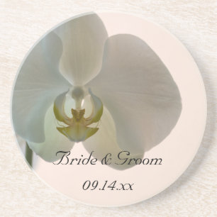 Dessous De Verre En Grès Elégant Mariage d'orchidées blanches