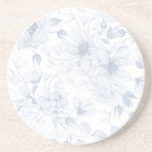 Dessous De Verre En Grès Élégant Mariage Floral Bleu