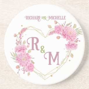 Dessous De Verre En Grès Élégant minimum Chic Nom de monogramme de la lettr