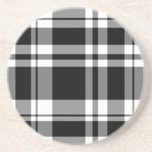 Dessous De Verre En Grès élégant motif en plaid blanc noir