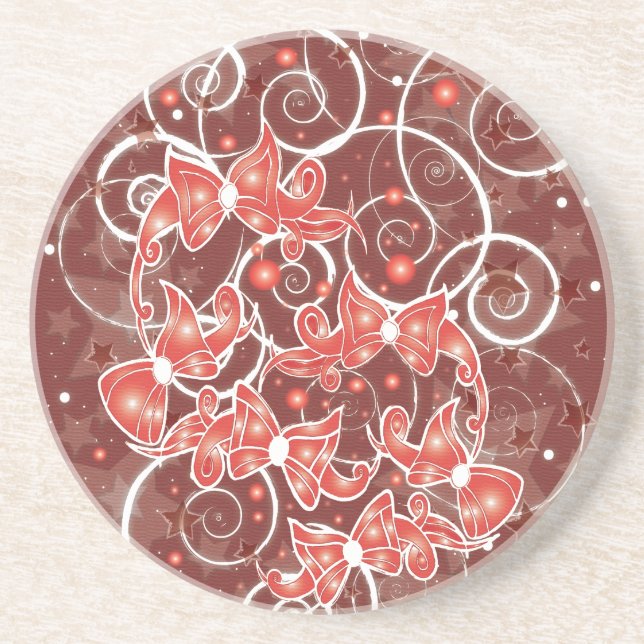 Dessous De Verre En Grès Élégants et mignons vaches et étoiles de Noël (Devant)