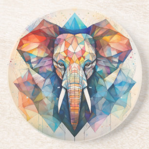 Dessous De Verre En Grès Eléphant aquarelle géométrique