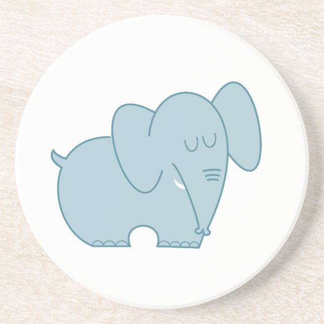 Dessous De Verre En Grès Eléphant doux (bleu) (Devant)