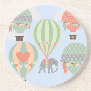 Dessous De Verre En Grès Éléphant mignon montant l'augmentation chaude de