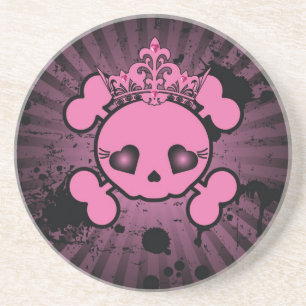 Dessous De Verre En Grès EMO Pink Skull Crossbones Girls Pirate Dessous de 