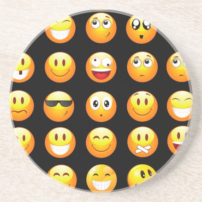Dessous De Verre En Grès emojis noir (Devant)