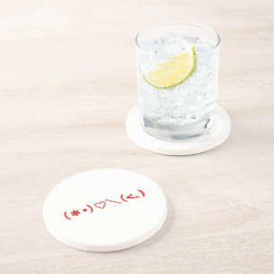 Dessous De Verre En Grès Émoticônes Heureuses Saintes-Valentin / Japonais